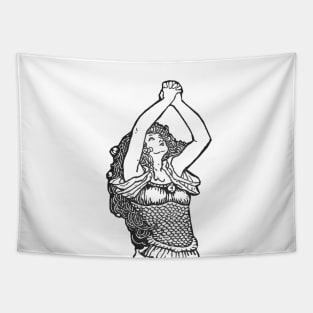 With arms raised woman crying Tapestry