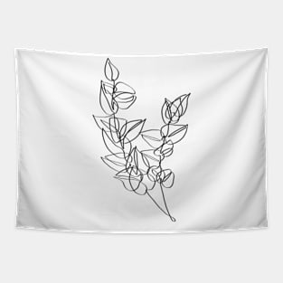 Eucalyptus leaves one line art Tapestry