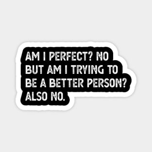 am i perfect? No. But i am trying to be petter person? Also no. Am I Perfect am i perfect no Magnet