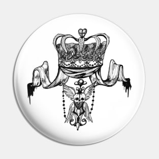 skull crown crest hand drawn original Pin