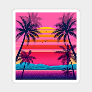 Pink Sunset Retrowave Magnet