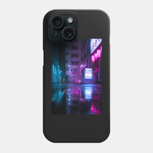 Reflection in the water in Japan Cyberpunk retrowave aesthetic Phone Case by TokyoLuv