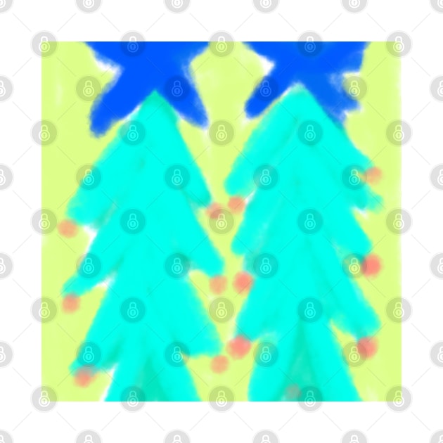 Green yellow Christmas tree art by Artistic_st