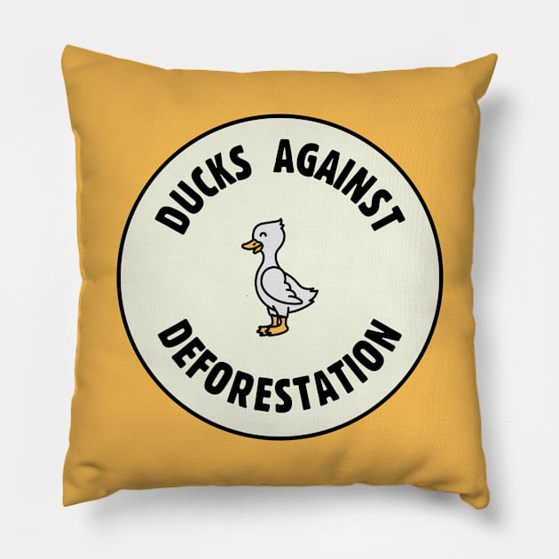 Ducks Against Deforestation - Land Conservation Pillow by Football from the Left