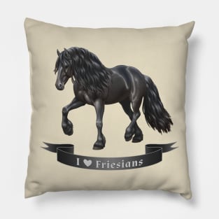 I Love Friesian Horses Pillow