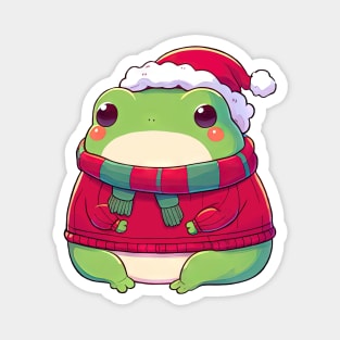 Cute Christmas Frog in Sweater Magnet