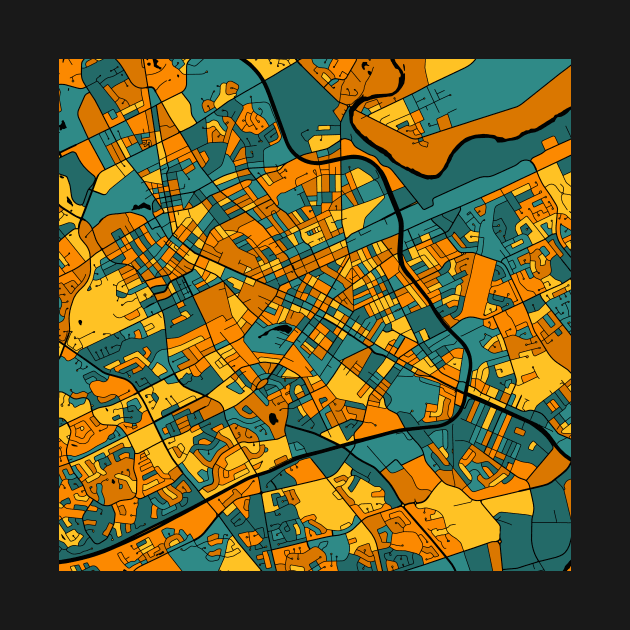 Kitchener Map Pattern in Orange & Teal by PatternMaps