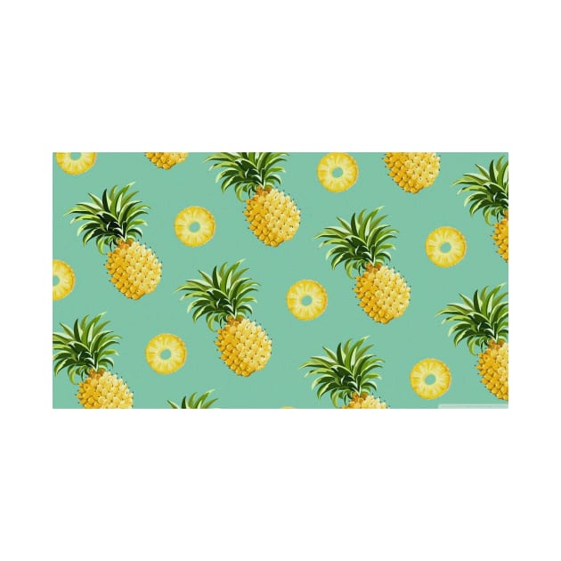 Fun Green Tropical Pineapple Print by sabrina.seeto@gmail.com