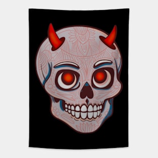 Cute Mexican skull with devil horns Tapestry