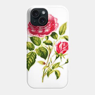 Vintage Pink Roses with Branches and Rose Buds Phone Case