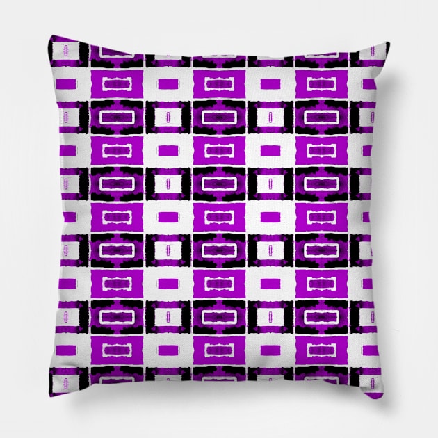 White and Purple Squares Pattern Pillow by ZeichenbloQ