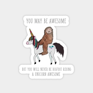 Bigfoot Riding a Unicorn Magnet