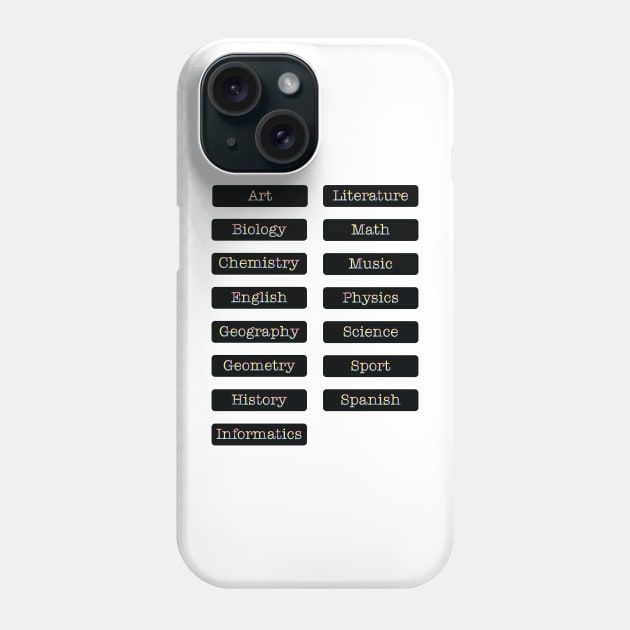 Subject Labels Phone Case by ScienceCorner