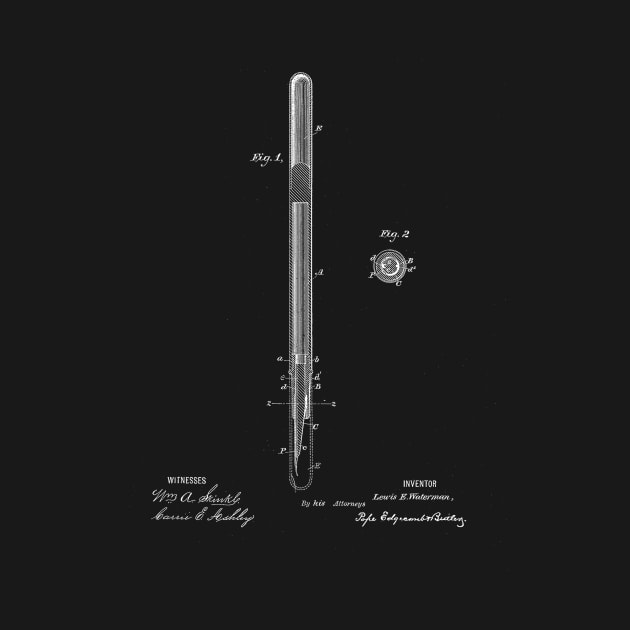 Fountain Pen Vintage Patent Drawing by TheYoungDesigns