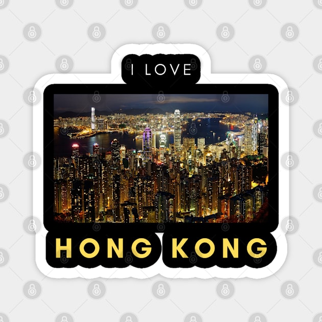 I Love HK @ Victoria Harbour Night Time Magnet by SamSamDataScience