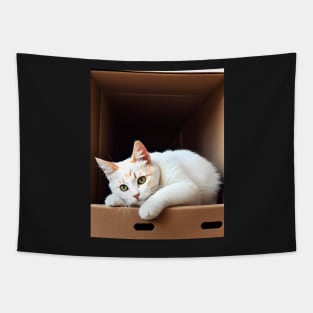 Cat inside a box - Modern digital art Tapestry