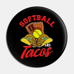 Cute Softball and Tacos Novelty Soft Ball Player Pin