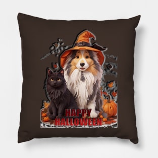 HAPPY HALLOWEEN CAT AND DOG Pillow