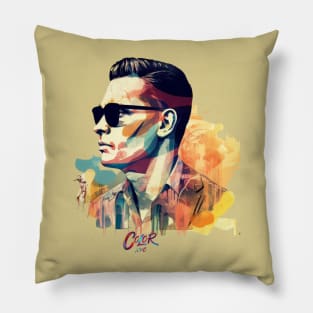 Colorful Male Retro Vibe  with Stylish Sunglasses in Summer Style Outfit Pillow