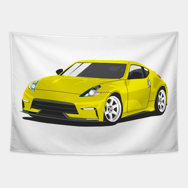 Yellow Nissan 370z Tapestry by Rebellion Store