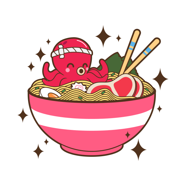 Octopus Eating Ramen Ramen Lover by Mrkedi