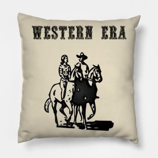 Western Era - Cowboy and Cowgirl on Horseback Pillow