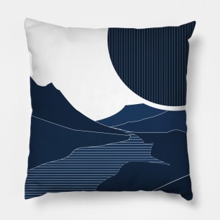 Landscape Vignette: Deep Blue Valley Scene Pillow