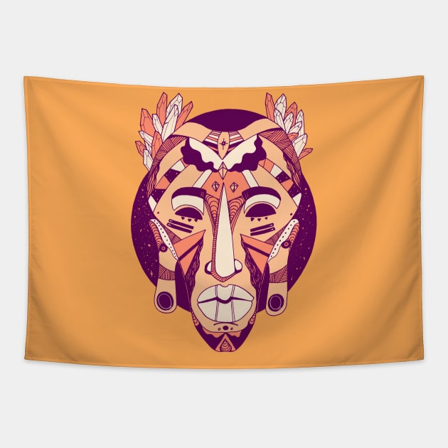 Peach African Mask 1 Tapestry by kenallouis