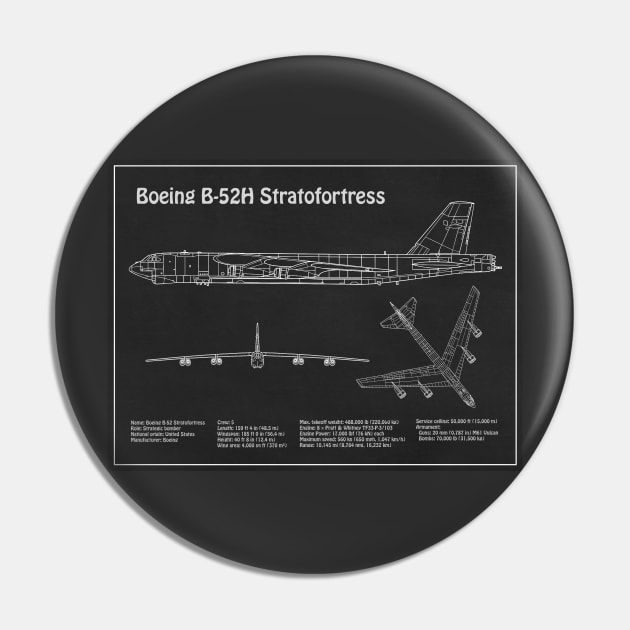 Boeing B-52 Stratofortress - Airplane Blueprint - PD Pin by SPJE Illustration Photography