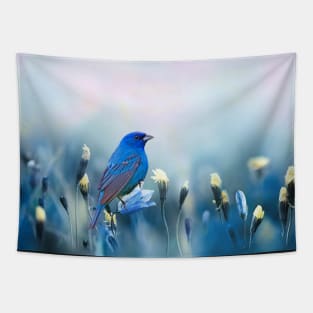 Indigo Bunting Bird in Spring Tapestry