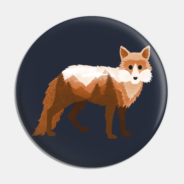 Dramabite Fox Vixen Double Exposure Surreal Wildlife Native Animal Pin by dramabite