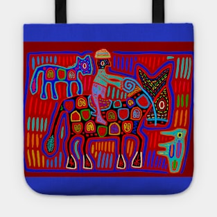 Vaquero y Caballos - Scarlet Red, Blue, Orange Tote