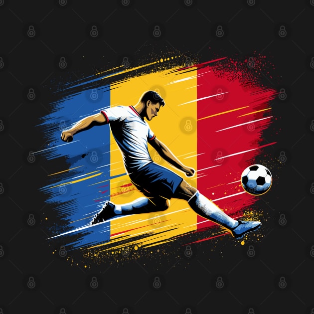 Dynamic Romania Soccer Star in Action - Vector Design by SergioArt