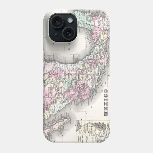 Vintage Map of Mexico (1855) Phone Case by Bravuramedia