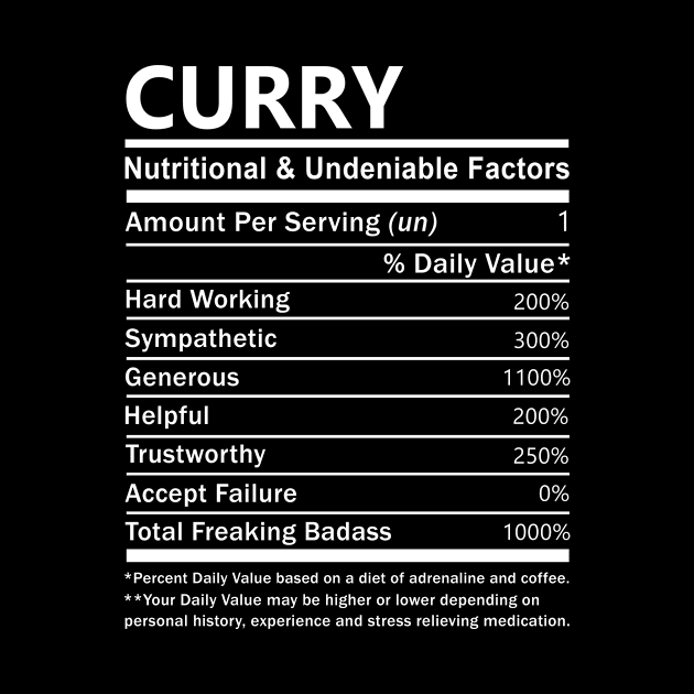 Curry Name T Shirt - Curry Nutritional and Undeniable Name Factors Gift Item Tee by nikitak4um
