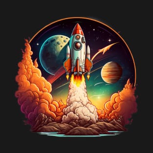 Space Rocket cartoon style T-Shirt