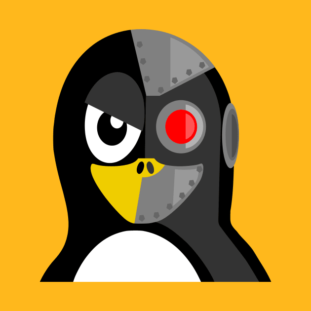 Cyborg Penguin Artwork for Blackhats and Geniuses by PatrioTEEism