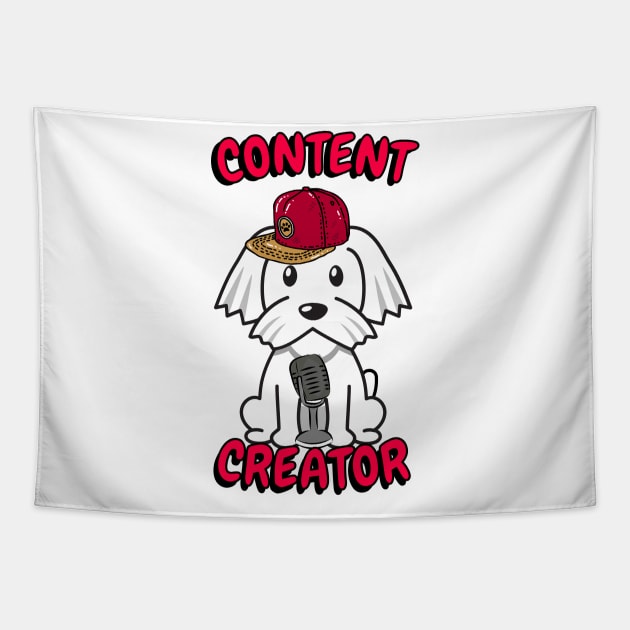 Cute white dog is a content creator Tapestry by Pet Station