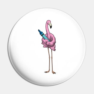 Flamingo Pupil Crayon School Pin