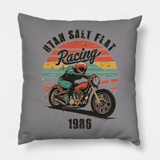 Utah Salt Flat Racing Classic Biker Pillow