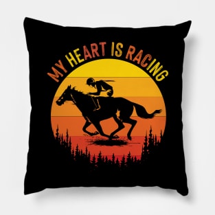 Vintage Kentucky Horse Racing Racetrack Pillow