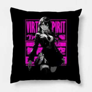 Goth Grunge Anime Manga Girl Cyberpunk Aesthetic Futuristic Japanese Streetwear Pillow