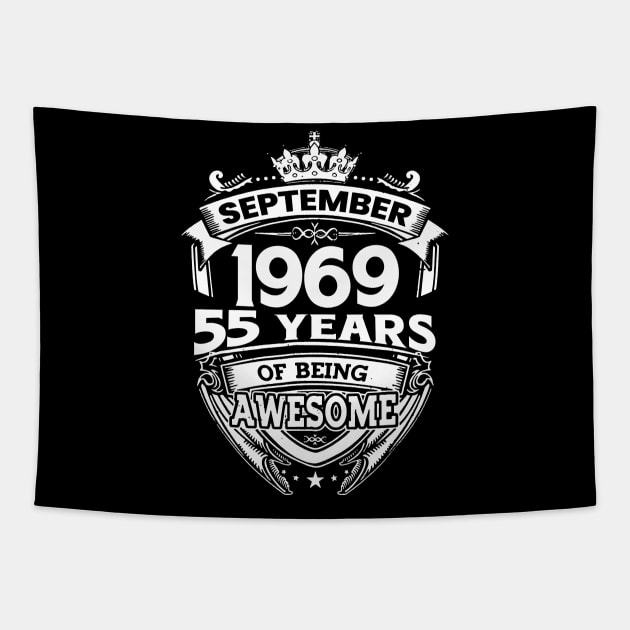 September 1969 55 Years Of Being Awesome 55th Birthday Tapestry by Gadsengarland.Art