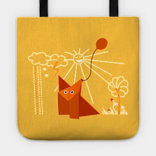 Cute Origami Fox Is Happy Tote