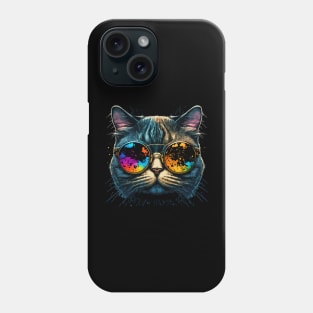 funny cat face with funky glasses Phone Case