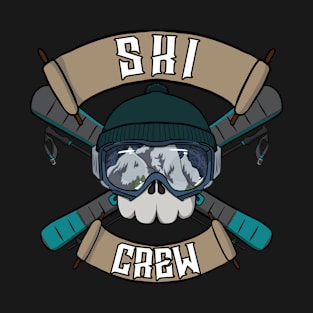 Ski crew Jolly Roger pirate flag T-Shirt