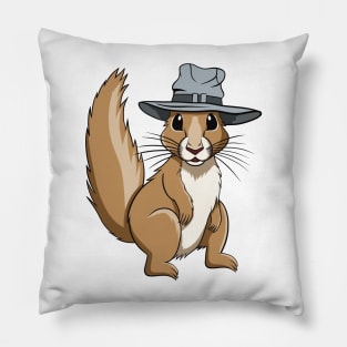 Happy Little Squirrel with Hat Pillow