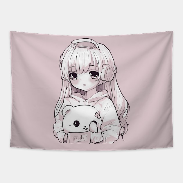 Kawaii Anime Girlfriend Tapestry by animegirlnft