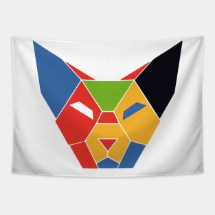 Geometric Abstract Cat Colorful and Retro Design Colorful Abstract Cat Elegance Tapestry