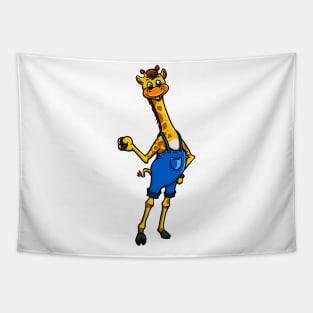Cute Anthropomorphic Human-like Cartoon Character Giraffe in Clothes Tapestry